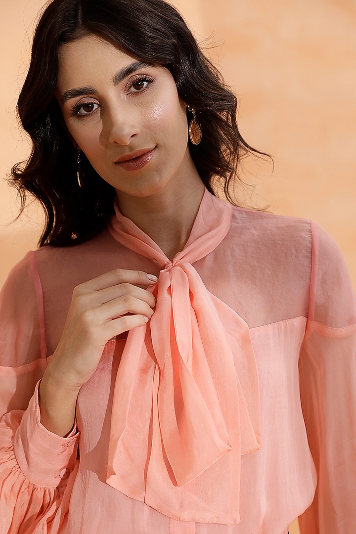 Peach Pearl Flat Chiffon Blouse by RADKA at Pernia's Pop Up Shop