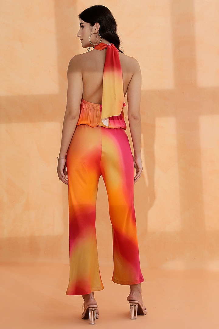 Multi-Colored Viscose Dull Satin Printed Jumpsuit by RADKA at Pernia's Pop Up Shop