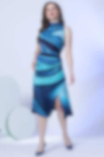 Blue Marble Printed Dress by RADKA