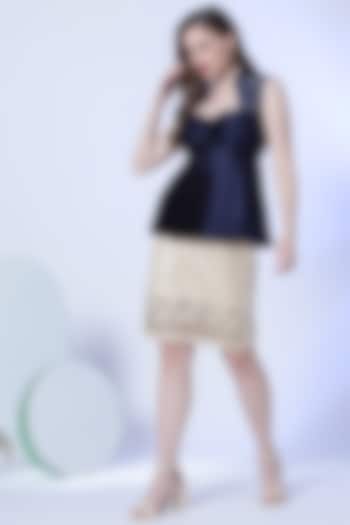 Navy Blue Pleated Top by RADKA at Pernia's Pop Up Shop