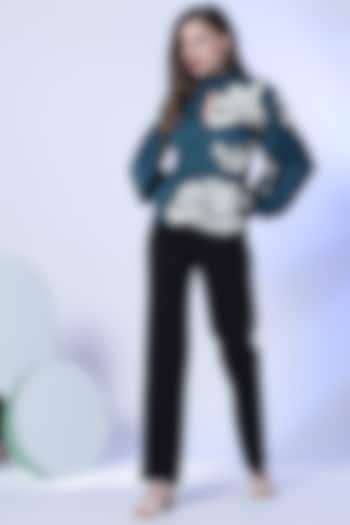 Teal Floral Printed Top by RADKA at Pernia's Pop Up Shop