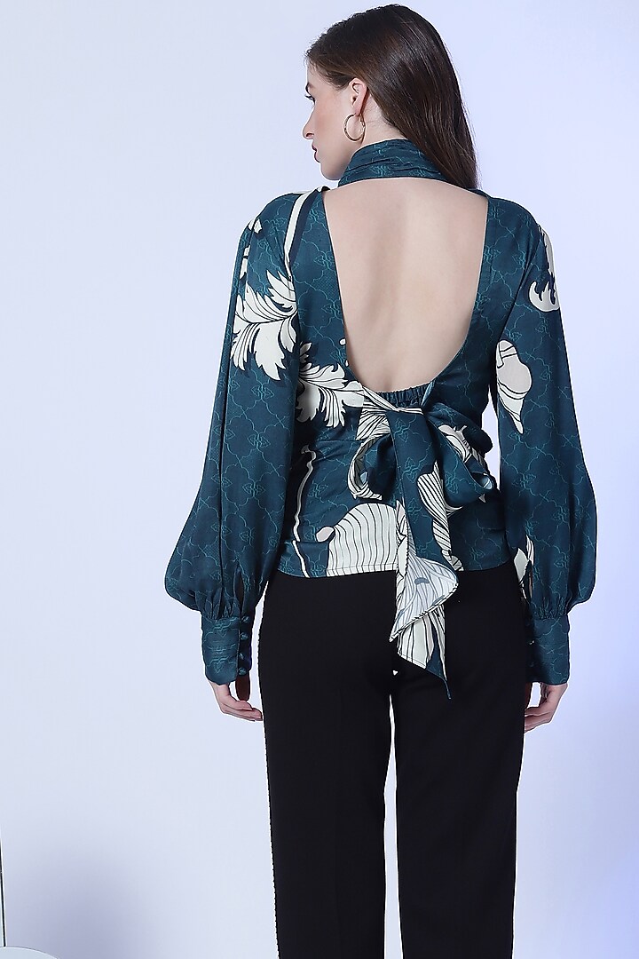 Teal Floral Printed Top by RADKA at Pernia's Pop Up Shop