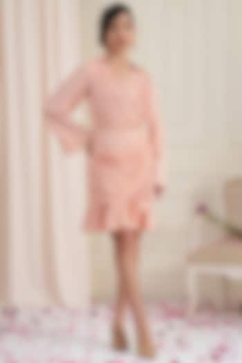 Salmon Georgette Mini Dress by RADKA