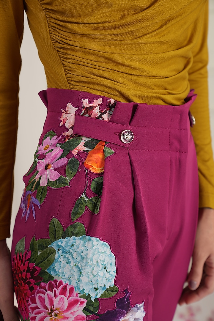 Berry Banana Crepe Cigarette Pants by RADKA at Pernia's Pop Up Shop