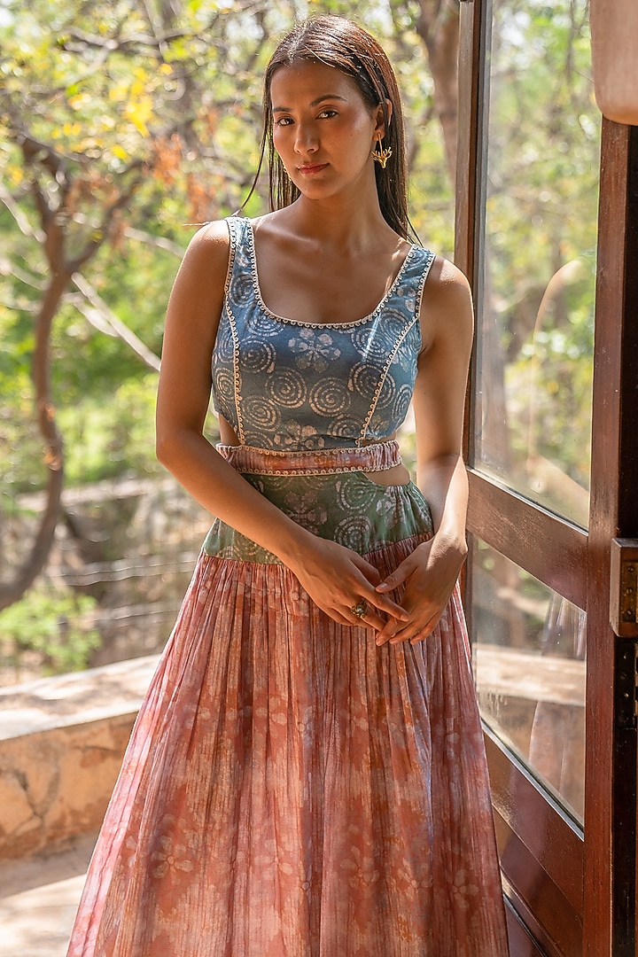 Multi-Colored Cotton Printed & Hand Embroidered Maxi Summer Dress by Raiman at Pernia's Pop Up Shop