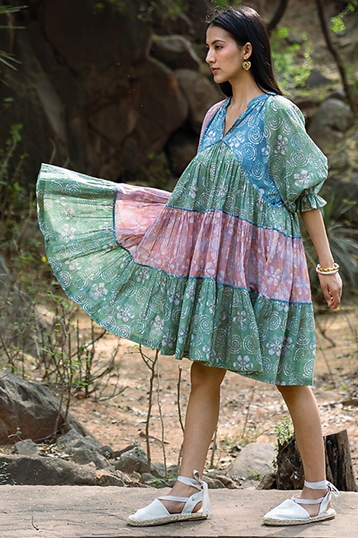 Multi-Colored Cotton Mul Slip-On Summer Dress by Raiman at Pernia's Pop Up Shop