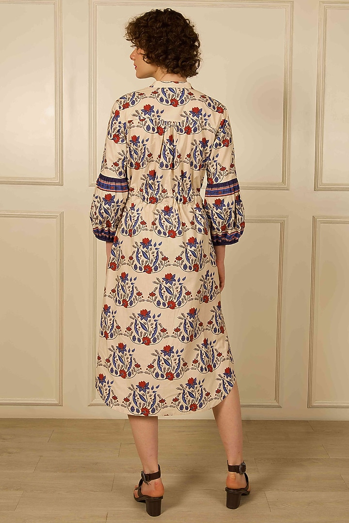 Ivory Cotton Printed Summer Shirt Dress by RAIMAN at Pernia's Pop Up Shop