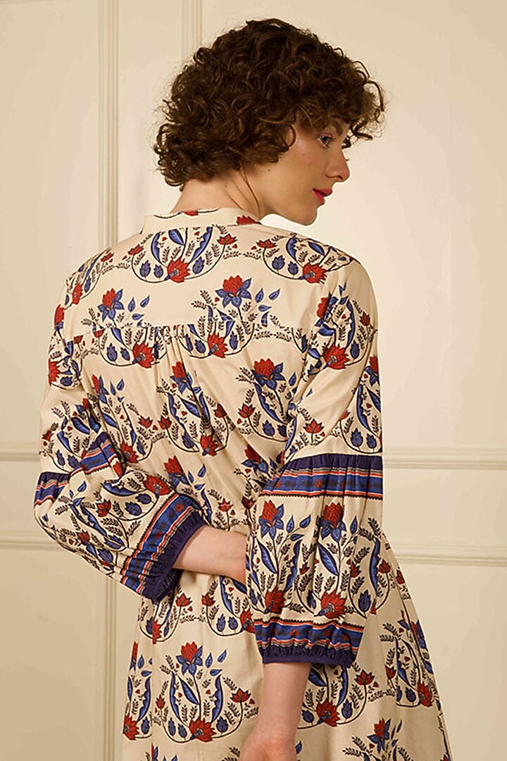 Ivory Cotton Printed Summer Shirt Dress by RAIMAN at Pernia's Pop Up Shop