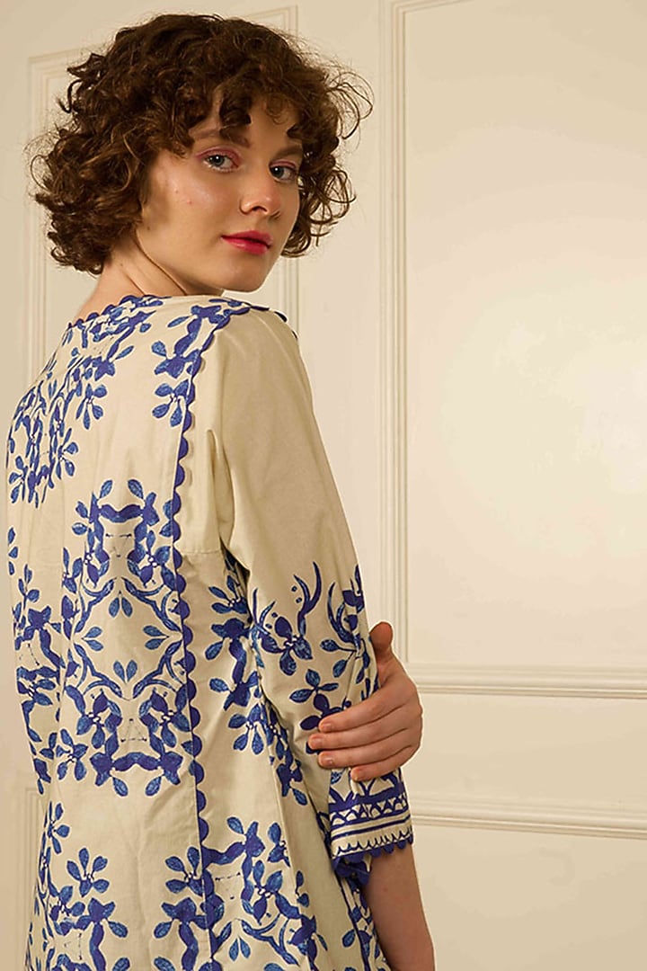 Ivory Cotton Printed Kurta Set by RAIMAN at Pernia's Pop Up Shop