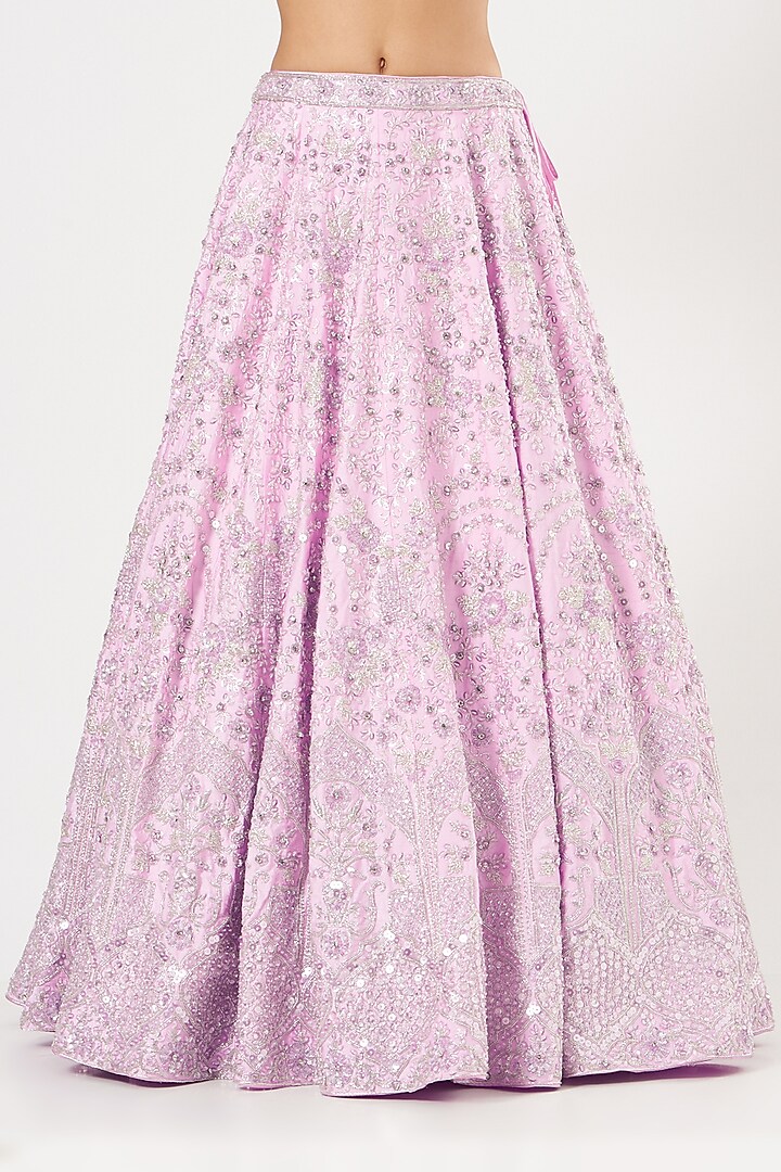 Lavender Bridal Lehenga Set With Embroidery by Rajbinder Chahal at Pernia's Pop Up Shop