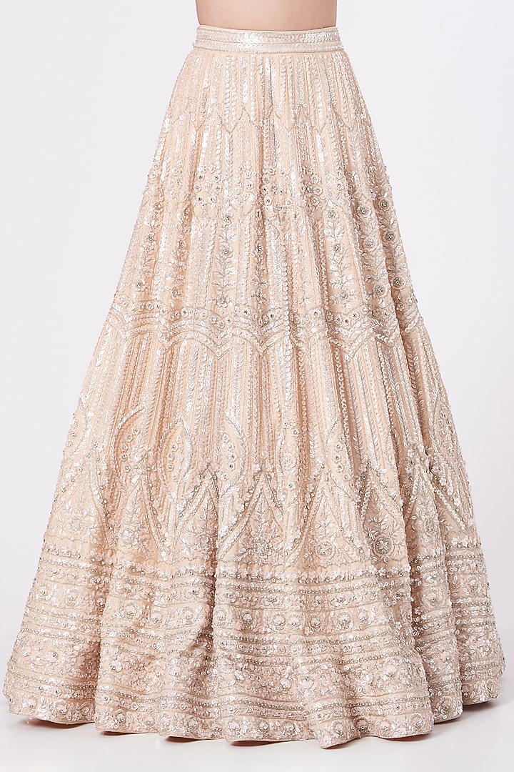 Peach Hand Embroidered Bridal Lehenga Set by Rajbinder Chahal at Pernia's Pop Up Shop