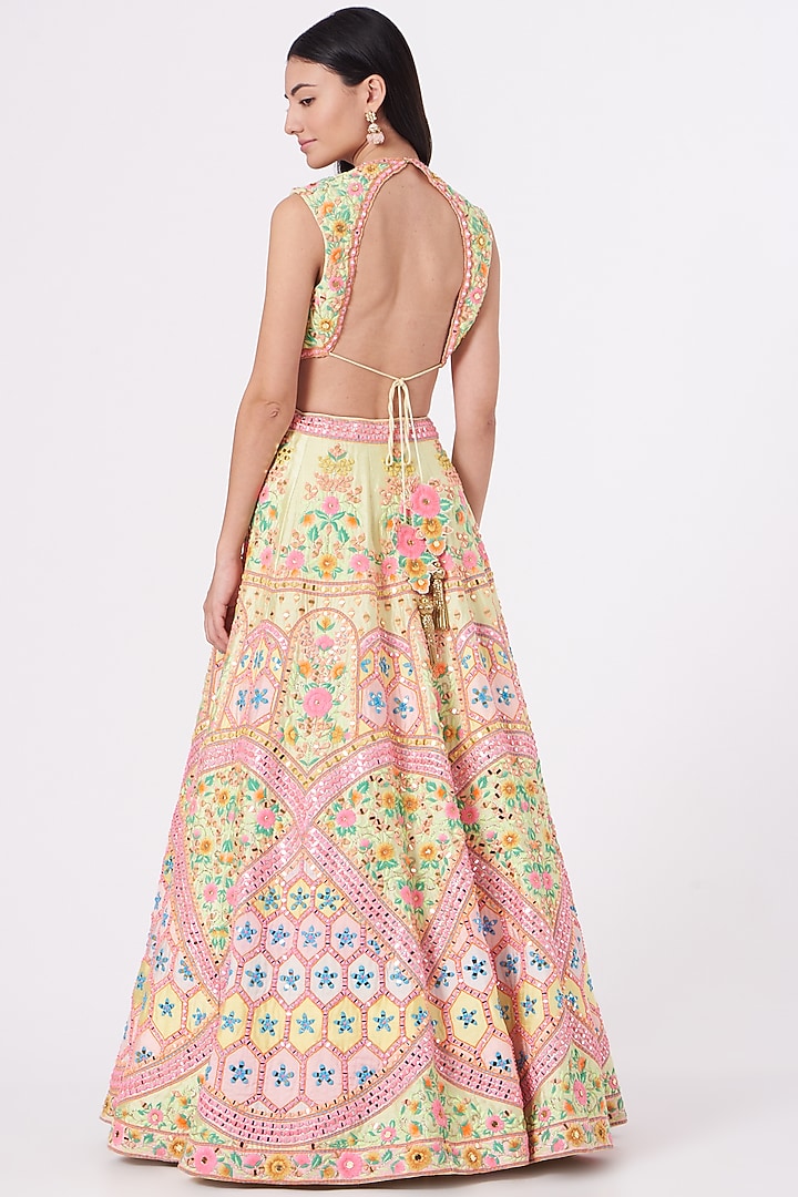 Mint Green Embroidered Bridal Lehenga Set by Rajbinder Chahal at Pernia's Pop Up Shop