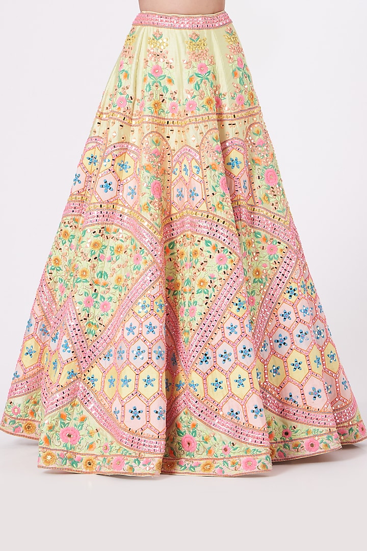 Mint Green Embroidered Bridal Lehenga Set by Rajbinder Chahal at Pernia's Pop Up Shop