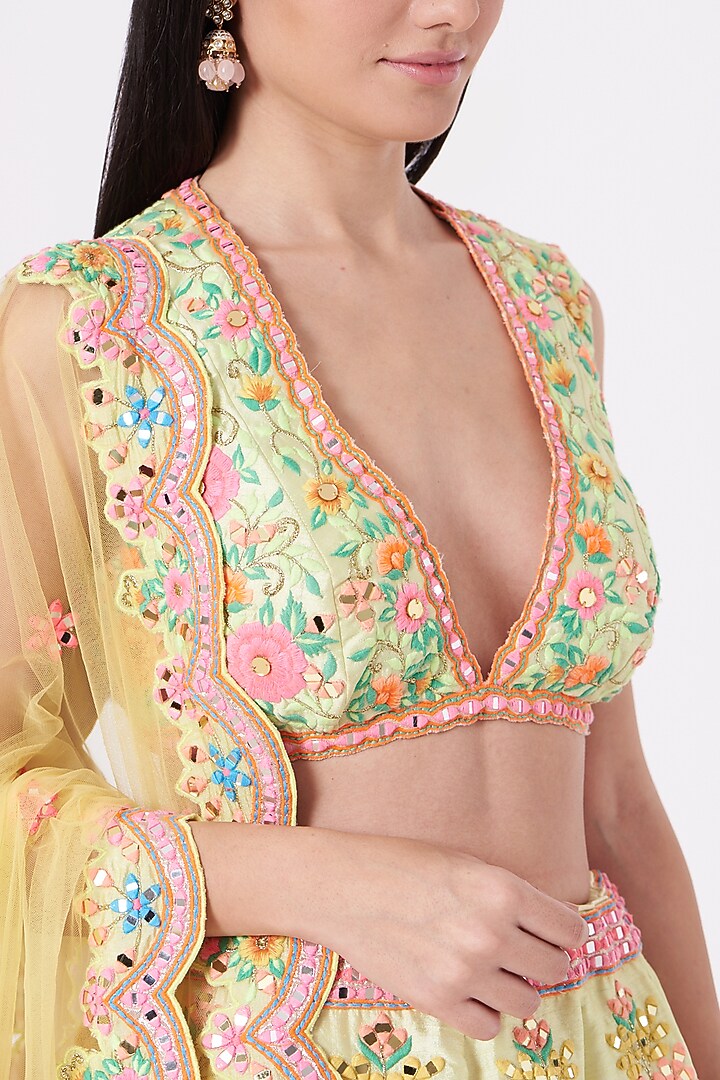 Mint Green Embroidered Bridal Lehenga Set by Rajbinder Chahal at Pernia's Pop Up Shop