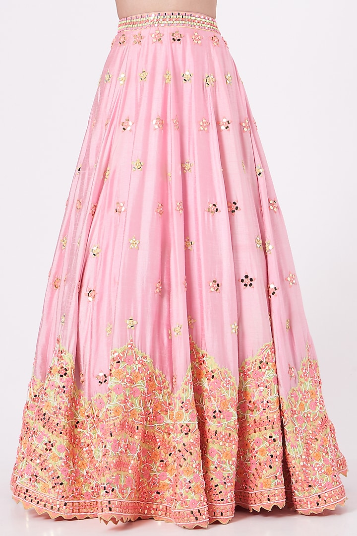 Blush Pink Embroidered Wedding Lehenga Set by Rajbinder Chahal at Pernia's Pop Up Shop