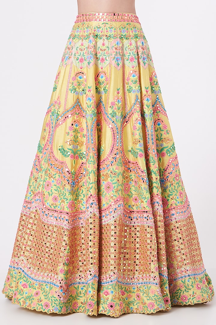 Light Yellow Embroidered Bridal Lehenga Set by Rajbinder Chahal at Pernia's Pop Up Shop
