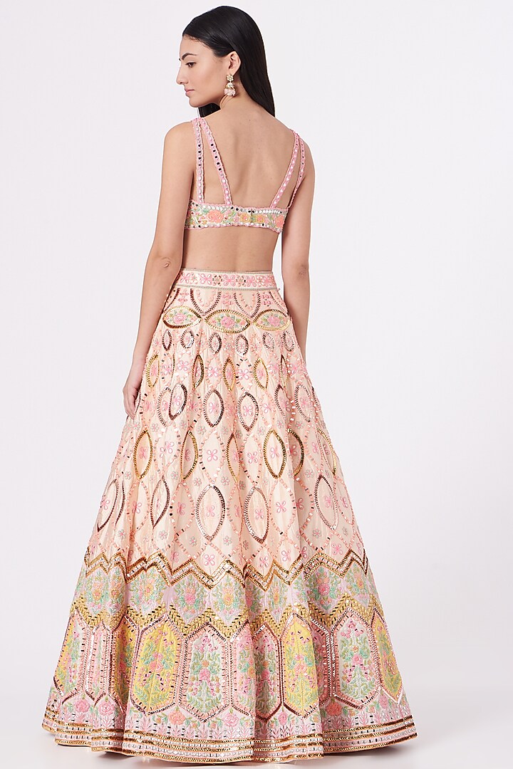 Peach Embroidered Bridal Lehenga Set by Rajbinder Chahal at Pernia's Pop Up Shop