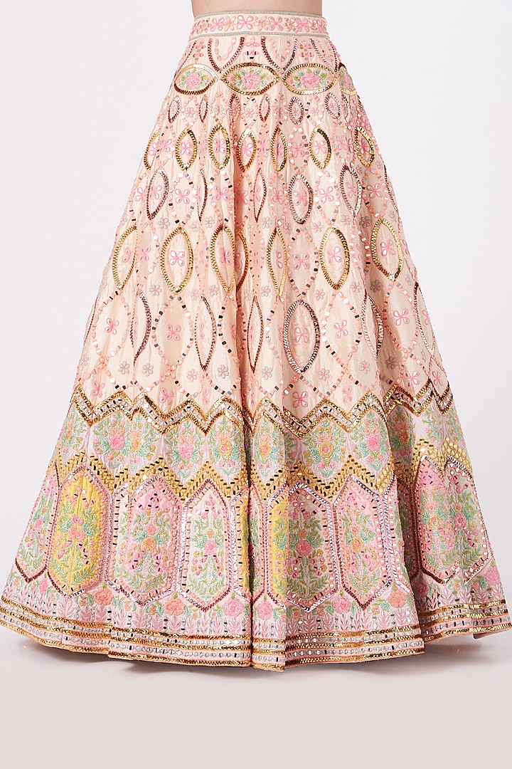 Peach Embroidered Bridal Lehenga Set by Rajbinder Chahal at Pernia's Pop Up Shop