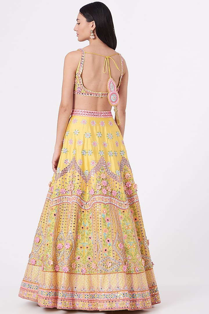 Yellow Embroidered Bridal Lehenga Set by Rajbinder Chahal at Pernia's Pop Up Shop