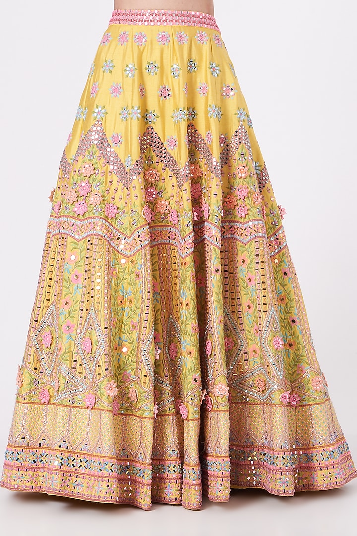 Yellow Embroidered Bridal Lehenga Set by Rajbinder Chahal at Pernia's Pop Up Shop