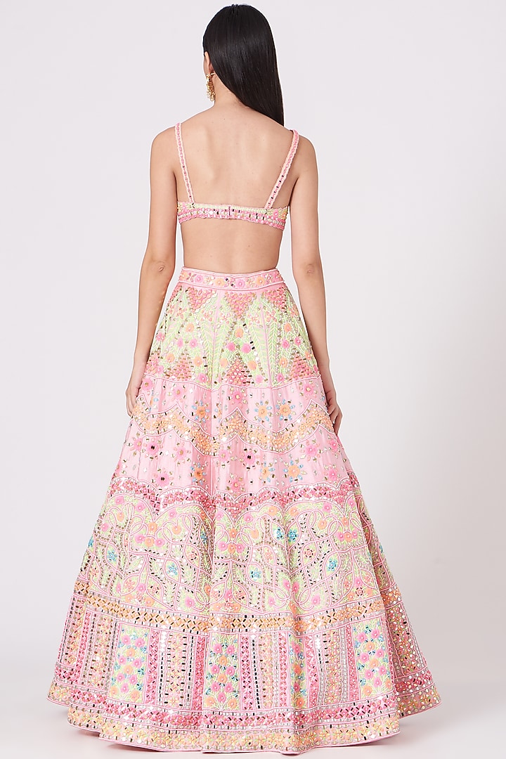 Blush Pink Thread Embroidered Bridal Lehenga Set by Rajbinder Chahal at Pernia's Pop Up Shop