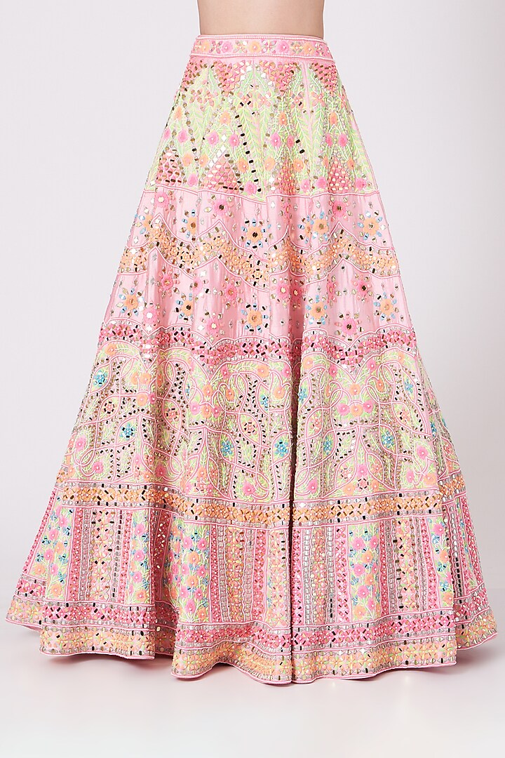 Blush Pink Thread Embroidered Bridal Lehenga Set by Rajbinder Chahal at Pernia's Pop Up Shop