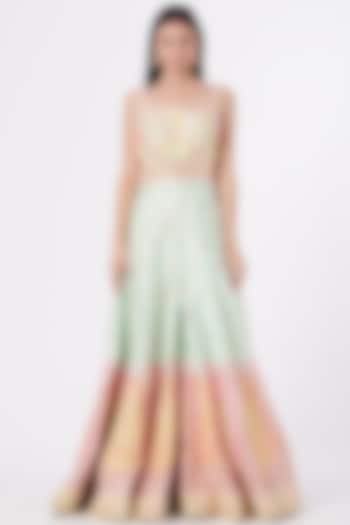 Sea Green Embroidered Jumpsuit by Rajbinder Chahal at Pernia's Pop Up Shop