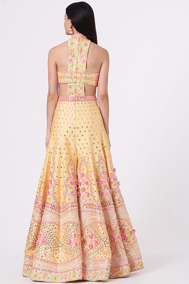 Yellow Embroidered Jumpsuit by Rajbinder Chahal at Pernia's Pop Up Shop