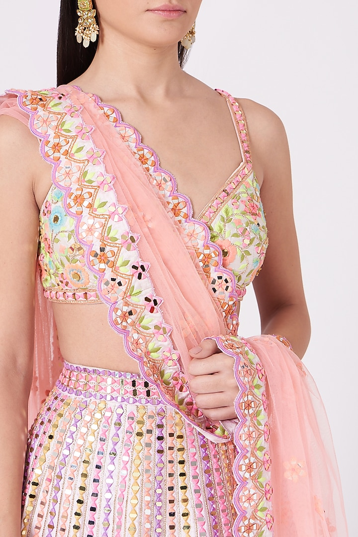 Pink & Lavender Embroidered Bridal Lehenga Set by Rajbinder Chahal at Pernia's Pop Up Shop
