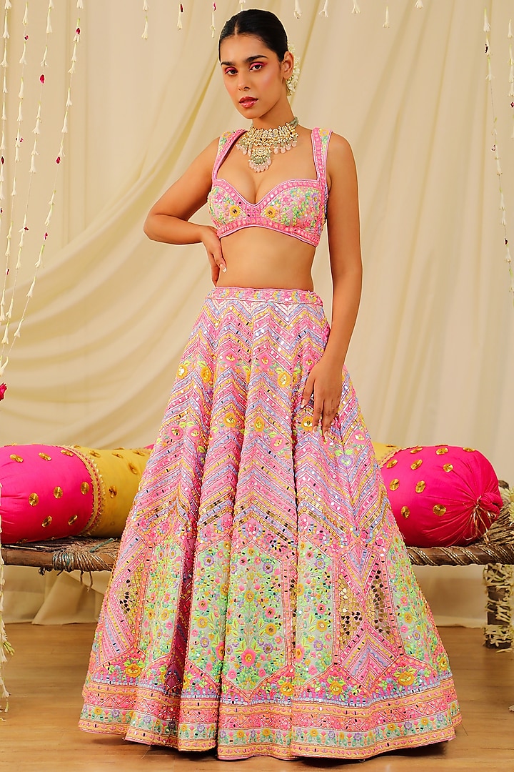 Lavender Embroidered Lehenga Set by Rajbinder Chaha