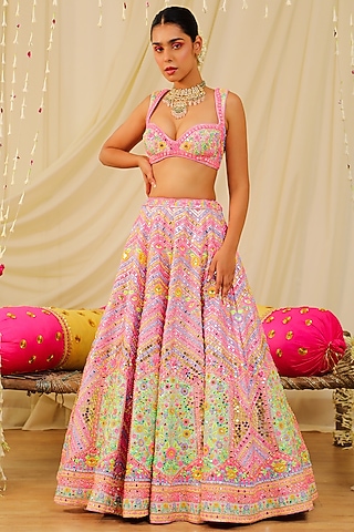 Lavender Embroidered Lehenga Set by Rajbinder Chaha