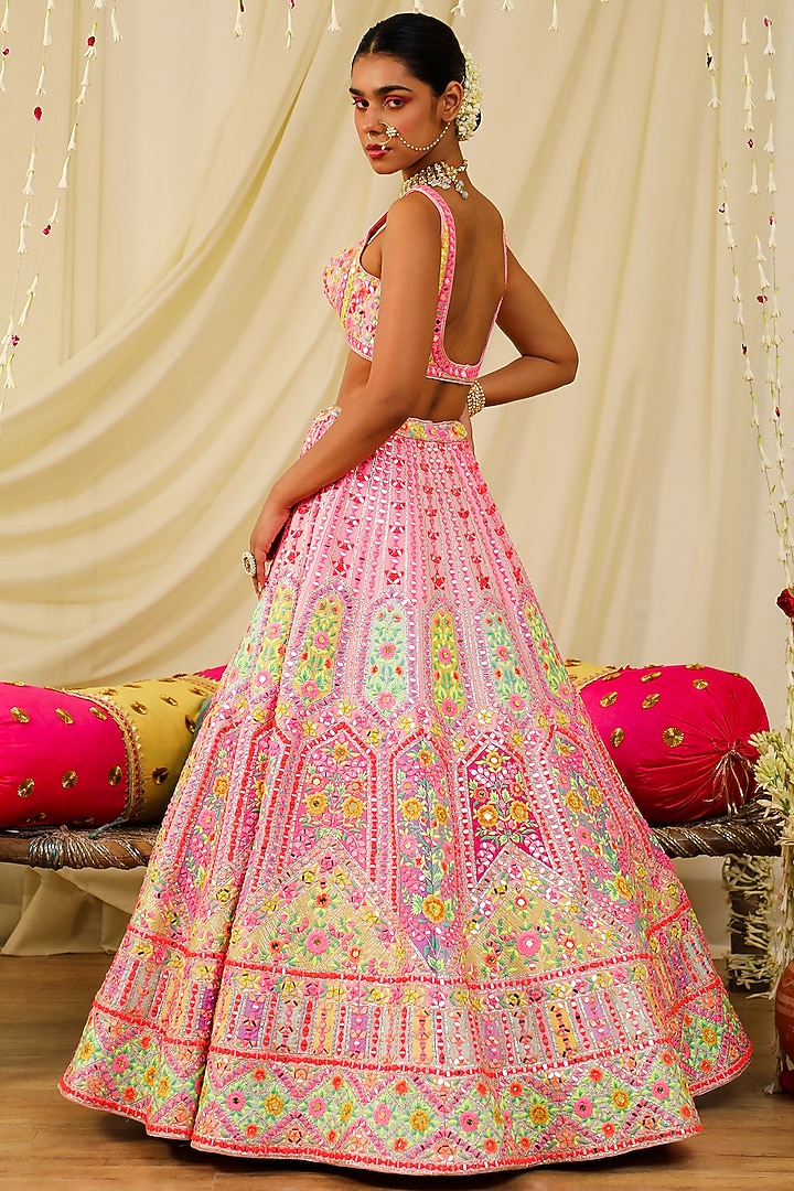 Lavender Dupion Silk Embroidered Bridal Lehenga Set by Rajbinder Chaha at Pernia's Pop Up Shop