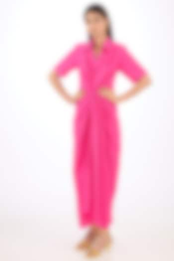 Pink Cotton Silk Knotted Maxi Dress by Rishta By Arjun Saluja at Pernia's Pop Up Shop