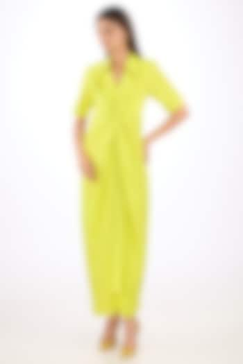 Yellow Cotton Silk Knotted Maxi Dress by Rishta By Arjun Saluja at Pernia's Pop Up Shop