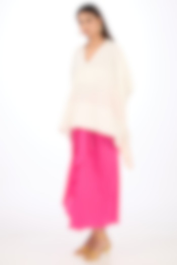 Pink Cotton Silk Skirt by Rishta By Arjun Saluja at Pernia's Pop Up Shop