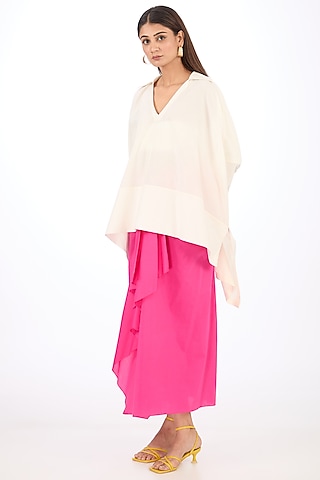 Pink Cotton Silk Skirt by Rishta By Arjun Saluja