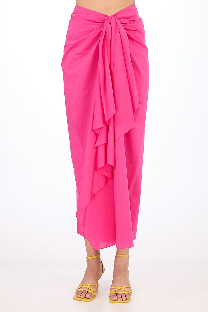 Pink Cotton Silk Skirt by Rishta By Arjun Saluja at Pernia's Pop Up Shop