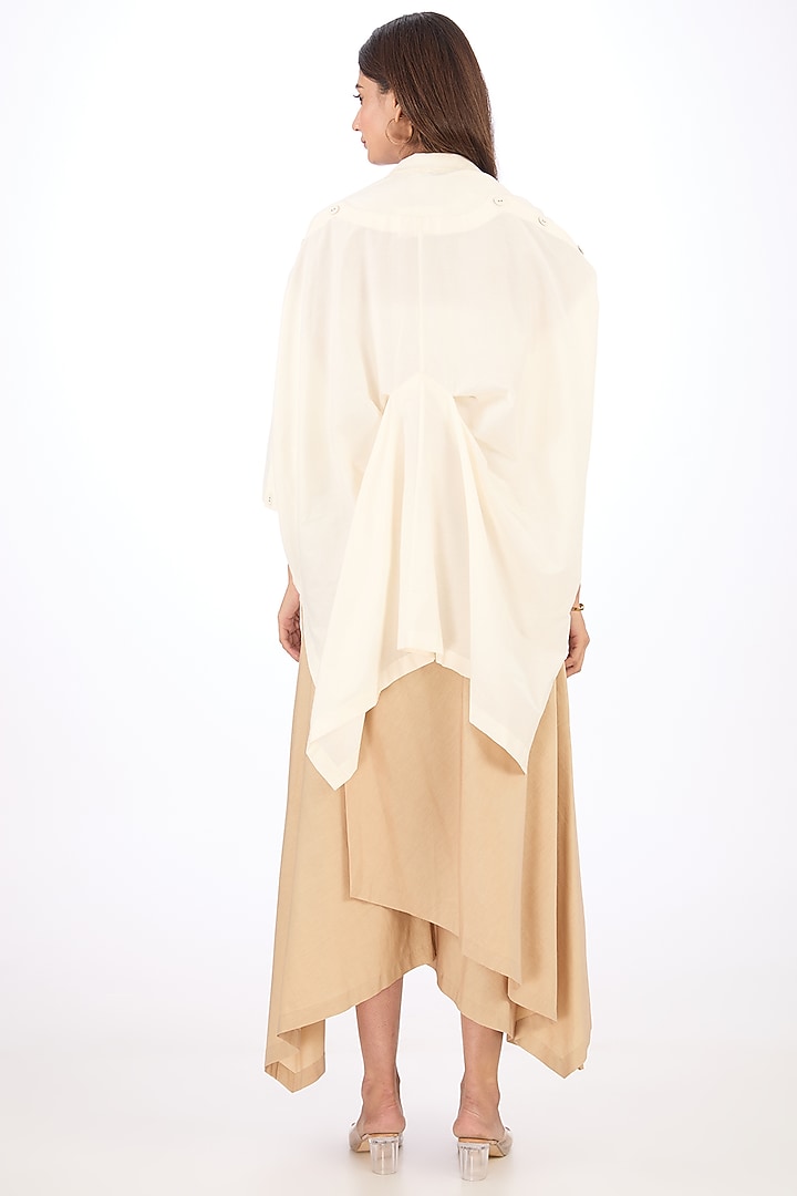 Ivory Cotton Silk Draped Top by Rishta By Arjun Saluja at Pernia's Pop Up Shop