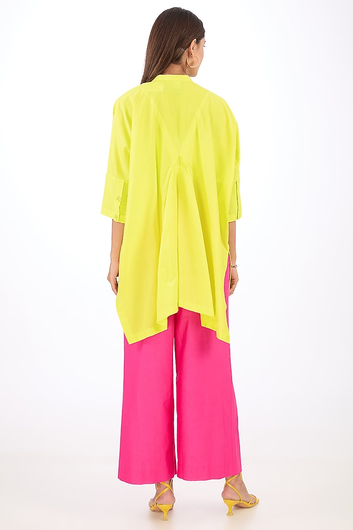 Yellow Cotton Silk Top by Rishta By Arjun Saluja at Pernia's Pop Up Shop