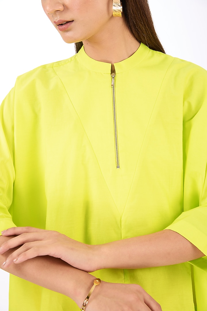 Yellow Cotton Silk Top by Rishta By Arjun Saluja at Pernia's Pop Up Shop