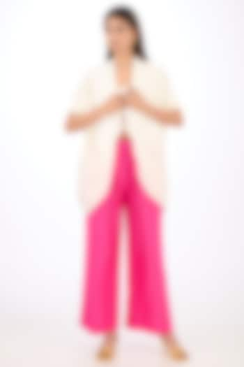 Pink Cotton Silk Straight Pants by Rishta By Arjun Saluja at Pernia's Pop Up Shop