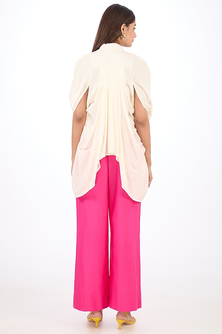 Pink Cotton Silk Straight Pants by Rishta By Arjun Saluja at Pernia's Pop Up Shop
