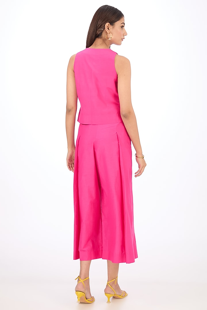 Pink Cotton Silk Short Vest by Rishta By Arjun Saluja at Pernia's Pop Up Shop