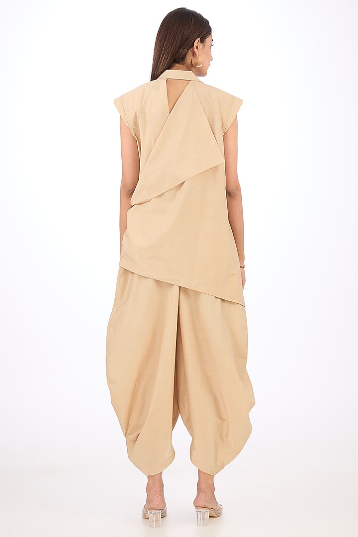 Beige Cotton Silk Shirt by Rishta By Arjun Saluja at Pernia's Pop Up Shop