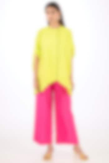 Yellow Cotton Silk Top by Rishta By Arjun Saluja at Pernia's Pop Up Shop