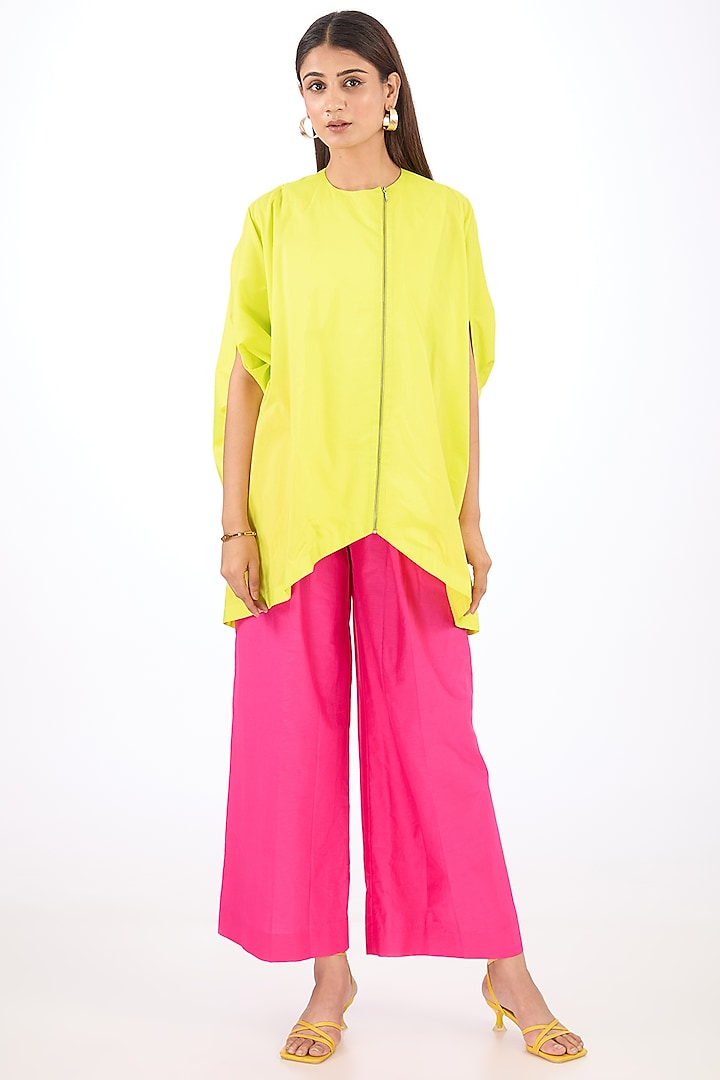 Yellow Cotton Silk Top by Rishta By Arjun Saluja at Pernia's Pop Up Shop