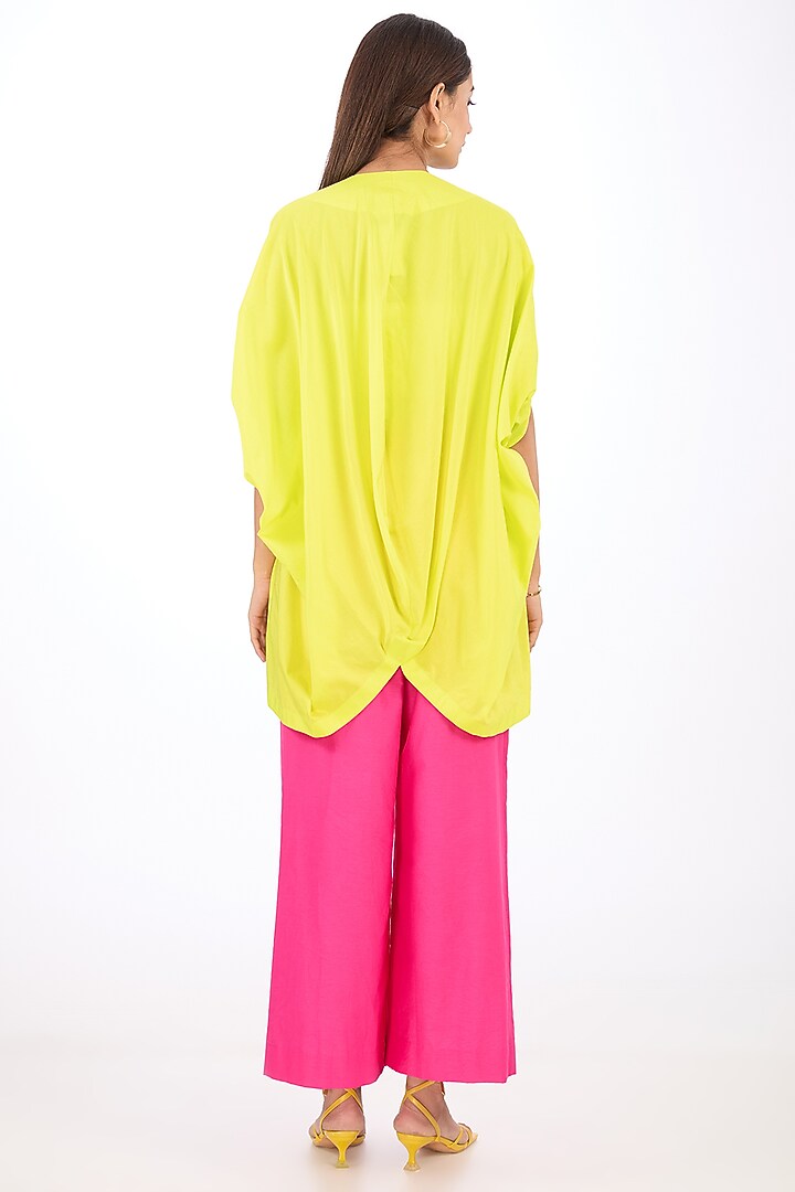Yellow Cotton Silk Top by Rishta By Arjun Saluja at Pernia's Pop Up Shop