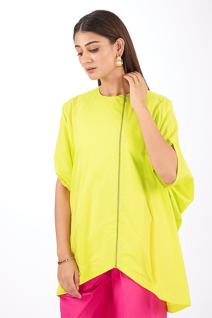 Yellow Cotton Silk Top by Rishta By Arjun Saluja at Pernia's Pop Up Shop
