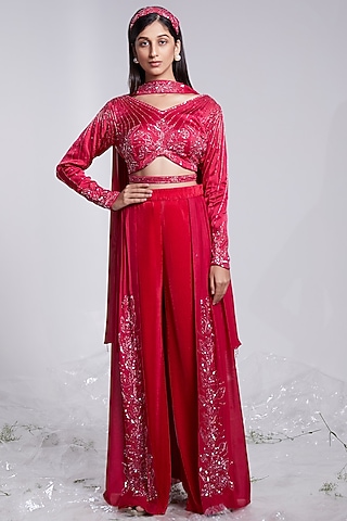 Pink Embroidered Skirt Set by Rajkumari and Suresh