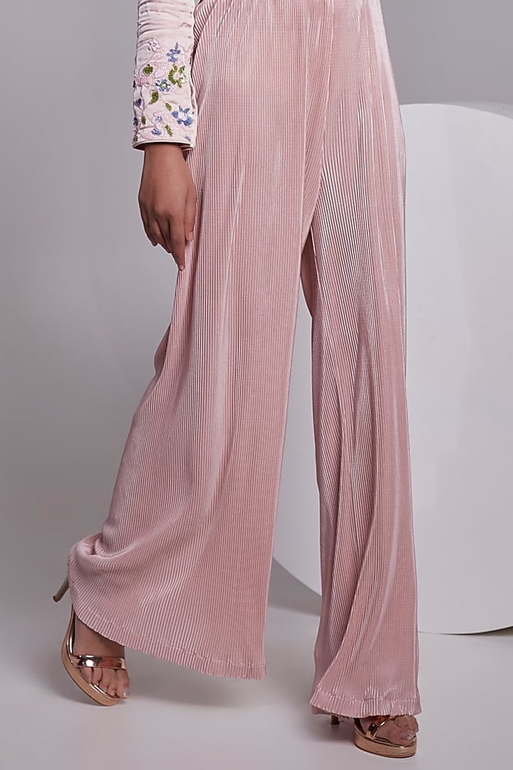 Light Pink Ruffled Jacket Set by Rajkumari and Suresh at Pernia's Pop Up Shop